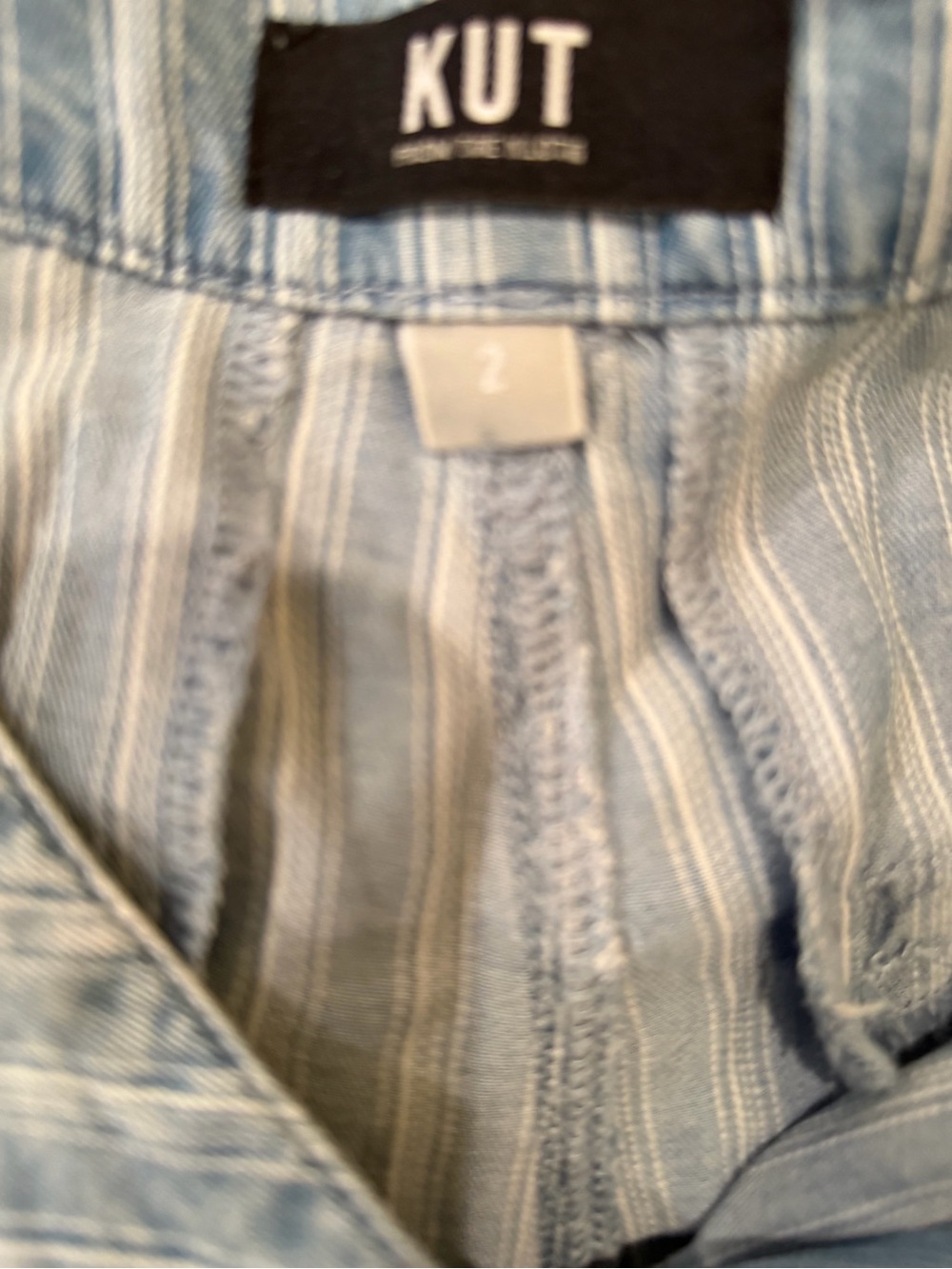 Kut Lightweight Blue Striped Wide-Leg Pants - Picture 3 of 4